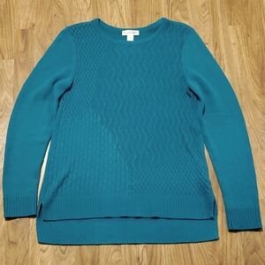 Christopher & Banks Teal Cotton Tunic Sweater Size Womens Size M